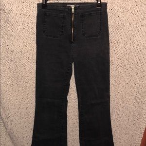 High wasted, front zipper black jeans